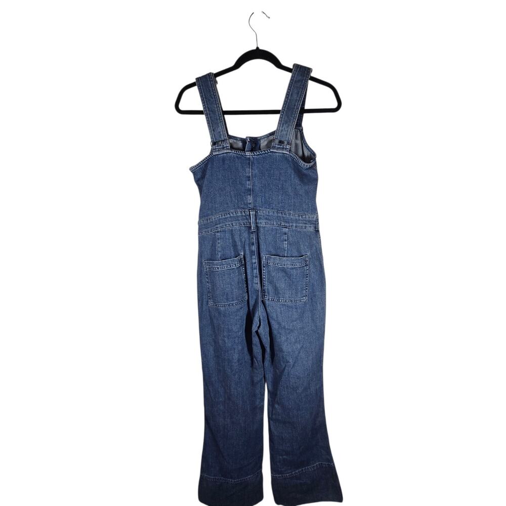 Aerie Denim Kick Flare Overalls Jumpsuit S Blue Wide Leg Adjustable Straps - Picture 5 of 16